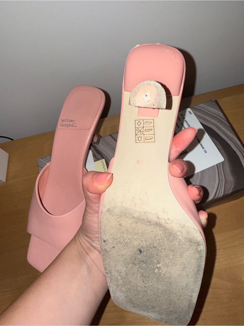 Jeffrey Campbell Pink Square-Toe Slide Mules - Picture 5 of 7